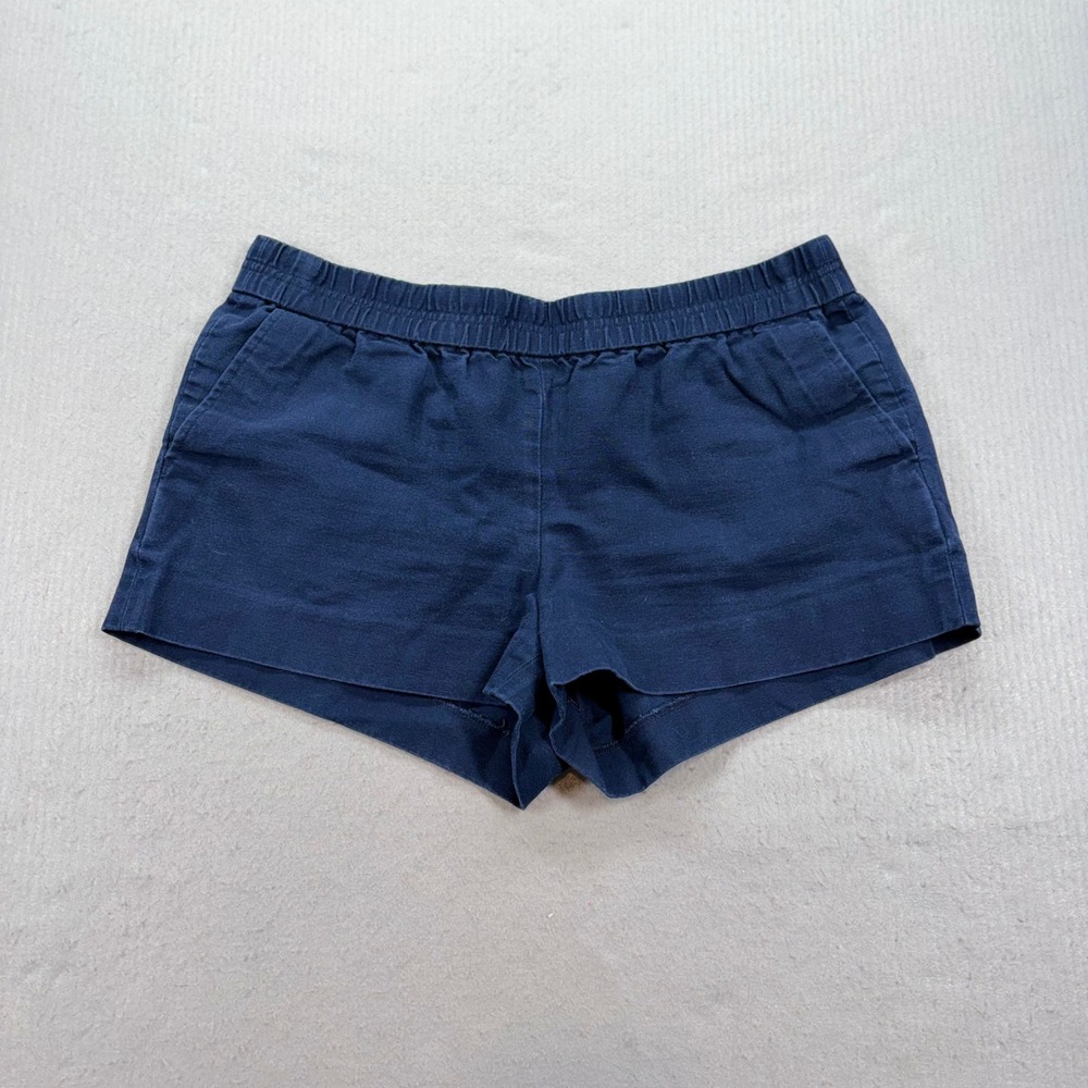 J.Crew Shorts Womens 10 Navy Blue Elastic Waist Cotton Canvas Casual Summer